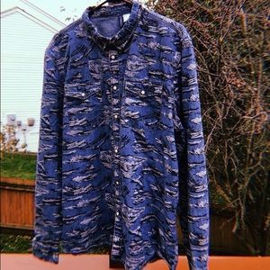 H&M Denim Tiger Camo Print Western Shirt